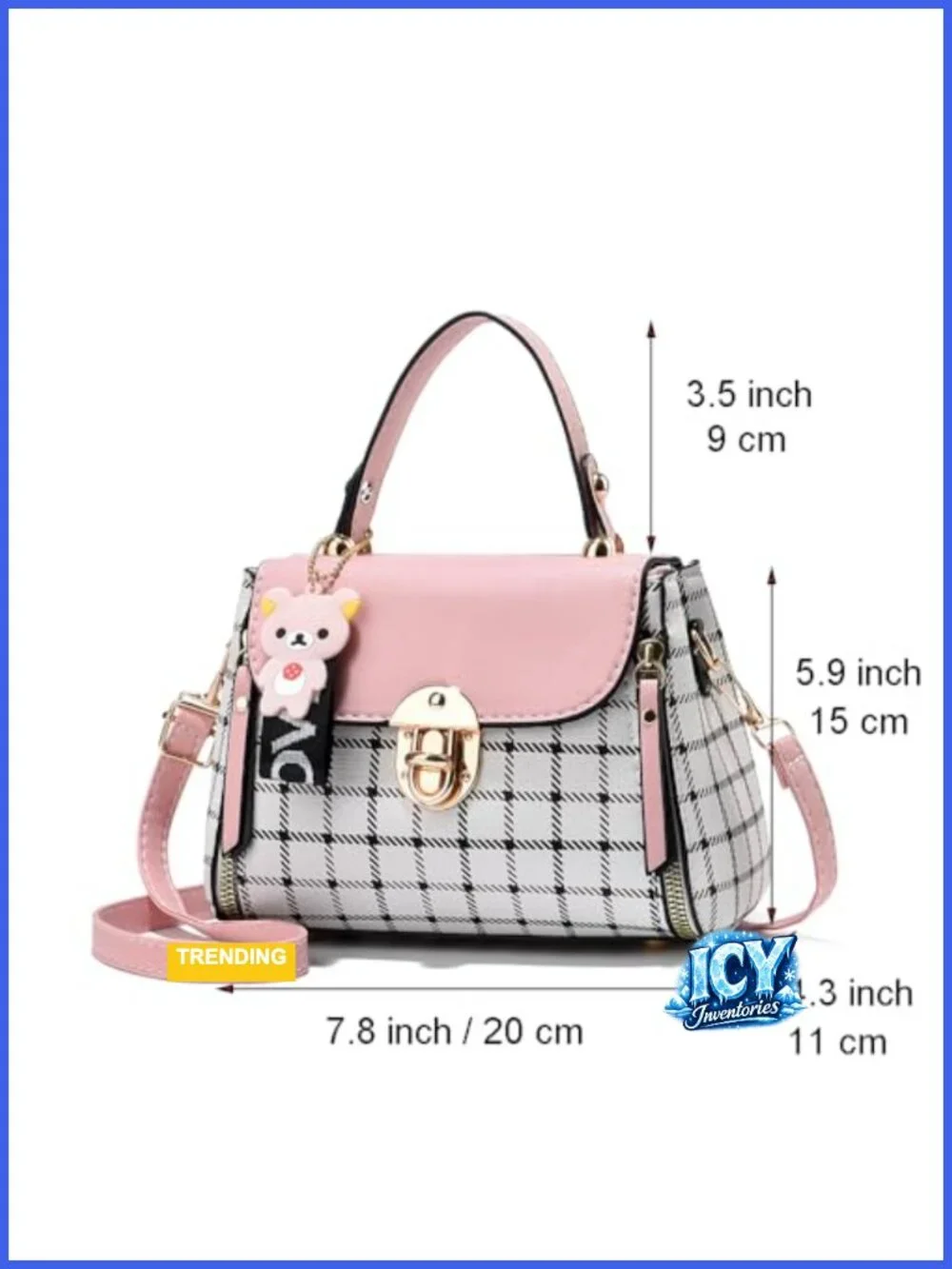 Women's Plaid Satchel Crossbody Bag - Adjustable Shoulder Strap, Lightweight